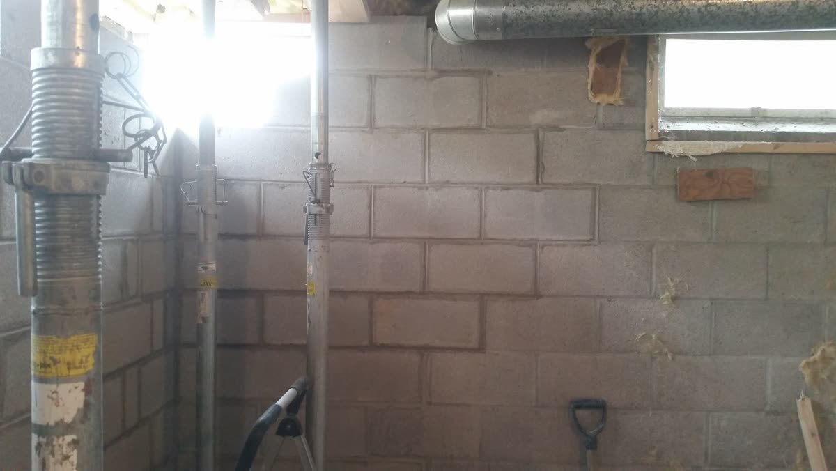 Basement wall rebuild in Rochester NY