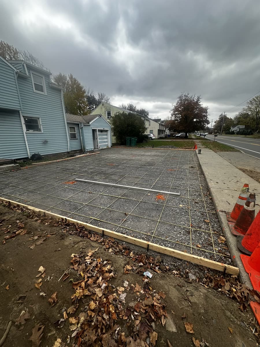 Concrete driveway surface texture detail during finishing — Rochester NY