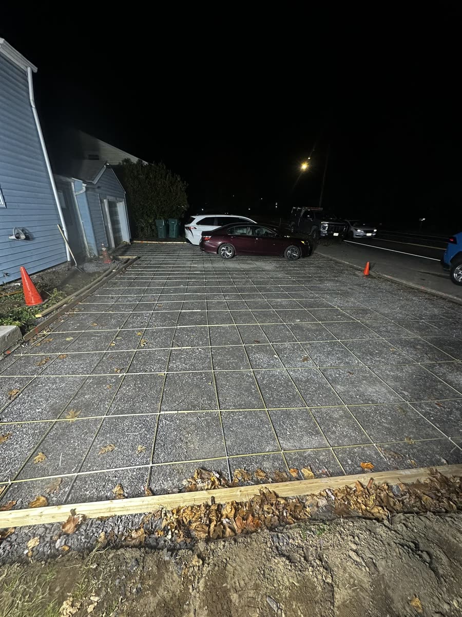 Wire mesh reinforcement grid laid before concrete pour — Rochester NY