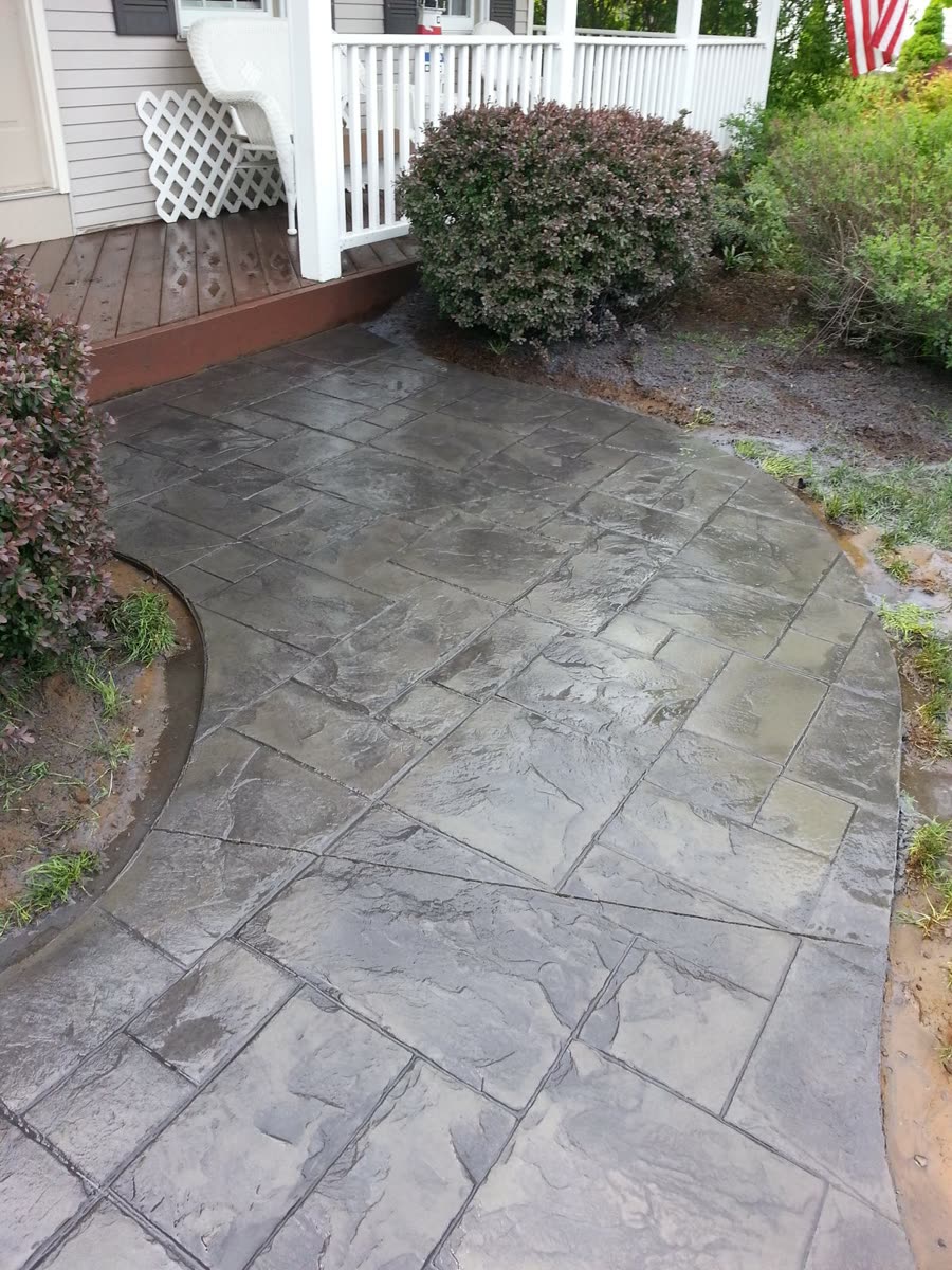 Stamped concrete front walkway — Keystone Masonry Rochester NY